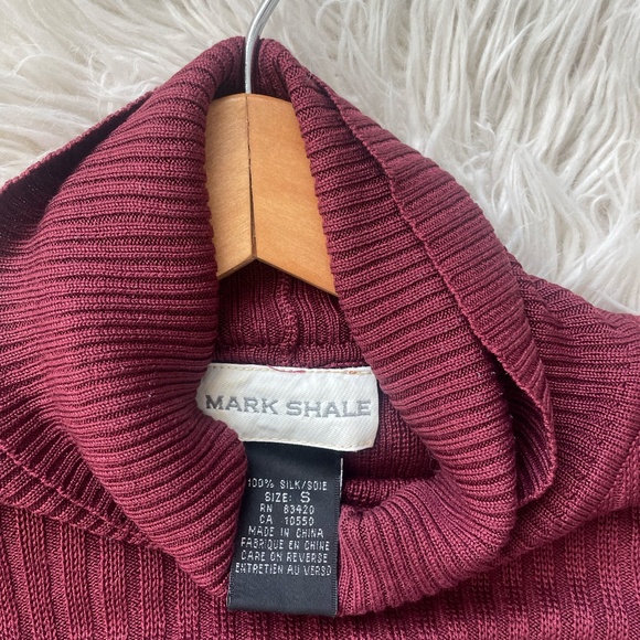 Mark Shale Women's Burgundy 100% Silk Sweater | Turtleneck - Picture 3 of 3